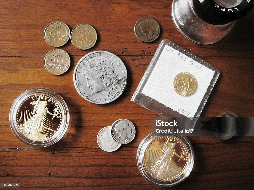 Collezione di monete-rara Stati Uniti. Monete - Foto stock royalty-free di Moneta