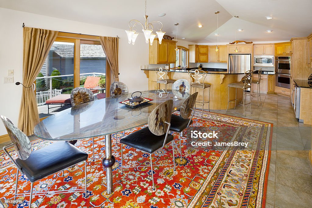 Adjoining Kitchen Stylish Dining Room With Adjoining Kitchen Stock Photo - Download Image ...