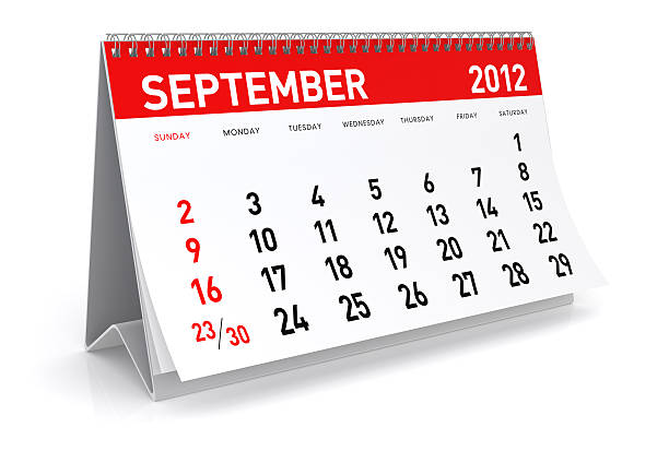 wrzesień 2012-kalendarz - september calendar 2012 three dimensional shape zdjęcia i obrazy z banku zdjęć