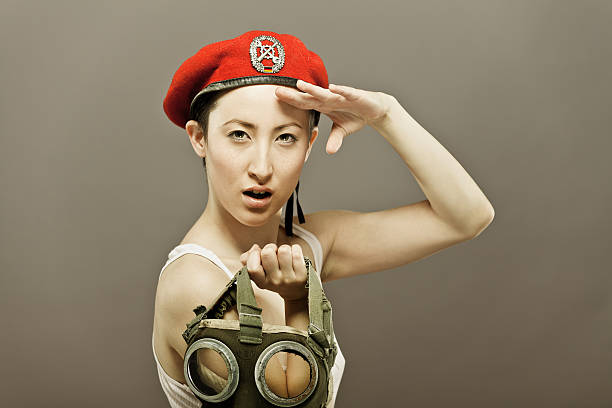 istock Asian girl with gas-mask 184355410