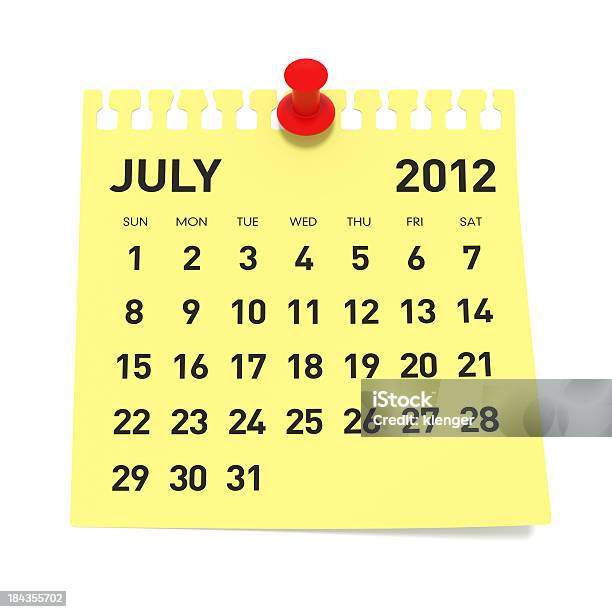 July 2012 Calendar Stock Photo - Download Image Now - 2012, Calendar, Calendar Date