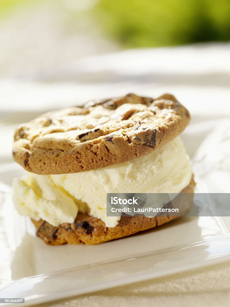 Ice Cream Sandwiches Chocolate Chip Cookie Ice Cream Sandwiches With Vanilla Ice Cream -Photographed on Hasselblad H3D-39mb Camera Cookie Stock Photo