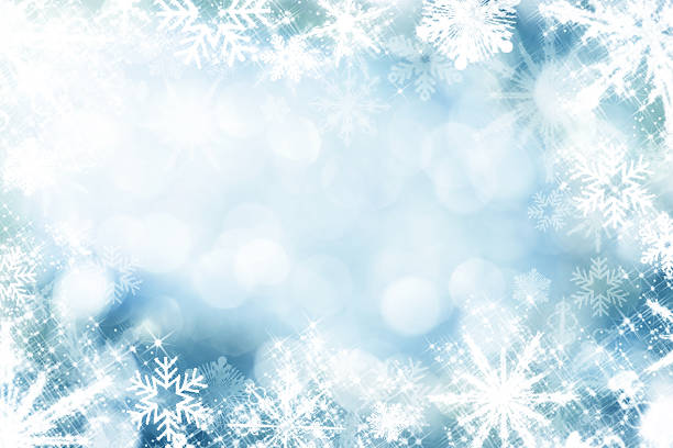 luzes defocused infront de neve - snowflake winter blue paper - fotografias e filmes do acervo