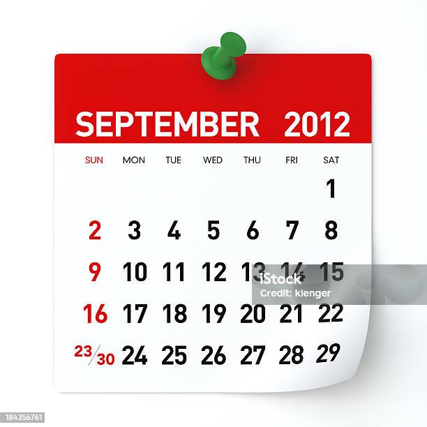 September 2012kalender Stockfoto und mehr Bilder von 2012 - 2012, Beginn des Schuljahres, Buchseite