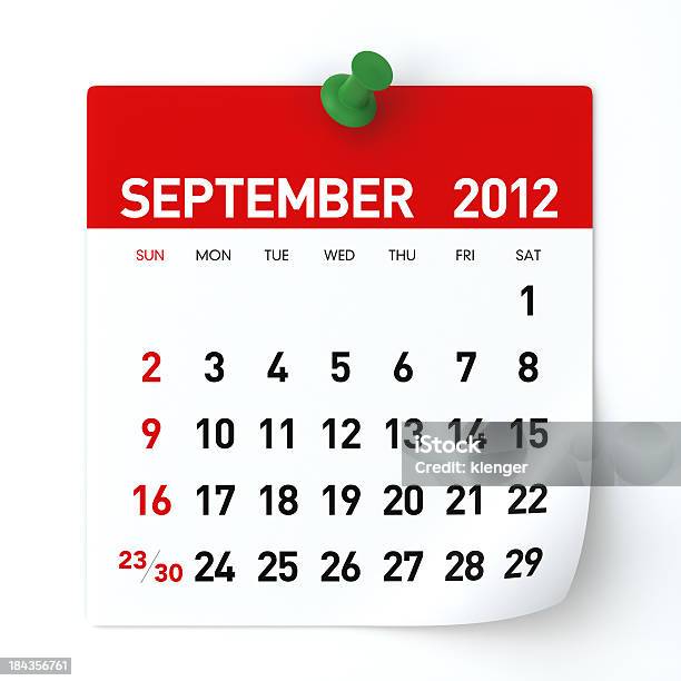 Calendario De Septiembre De 2012 Foto de stock y más banco de imágenes de 2012 - 2012, Acurrucado, Calendario