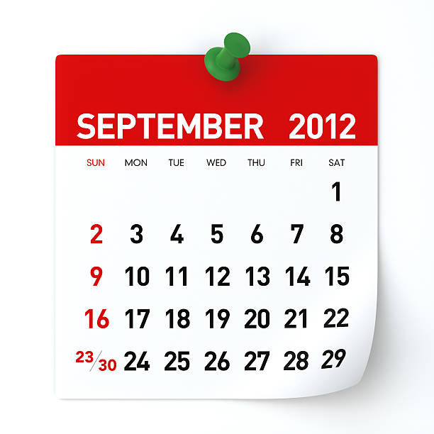 сентября 2012 года-календарь - september calendar 2012 three dimensional shape стоковые фото и изображения