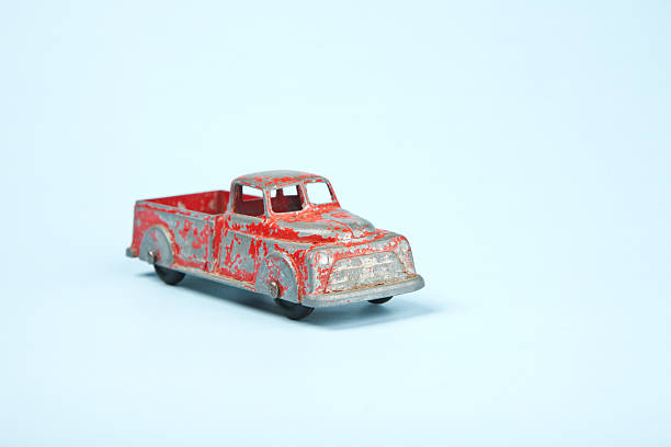 istock Vintage Red Toy Truck on Blue 184356817