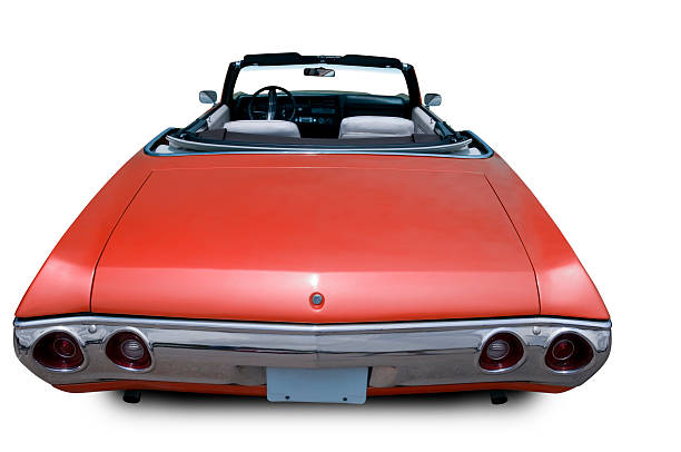 Convertible from 1970 - Rear View A Convertible Chevrolet Chevelle from 1970. Clipping Path on Vehicle. porsche classic sports car obsolete stock pictures, royalty-free photos & images