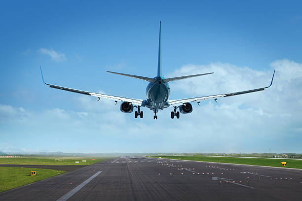 istock Jet airplane just landing 184356988