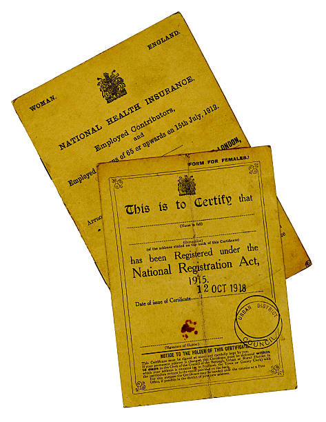 istock Female National Health Insurance documents, 1918 184357622