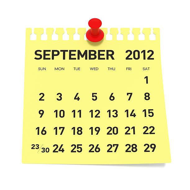 wrzesień 2012-kalendarz - september calendar 2012 three dimensional shape zdjęcia i obrazy z banku zdjęć