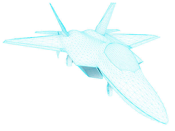 3 d disegno architettura della us air force f-22 raptor 2 - flying air vehicle performance airshow foto e immagini stock