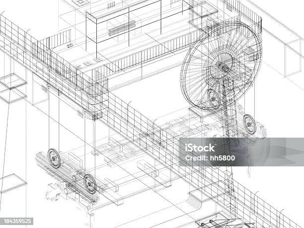3 D Skizze Blueprint Gantry Crane 4 Stockfoto und mehr Bilder von Technische Zeichnung - Technische Zeichnung, Kommerzielle Herstellung, Dreidimensional