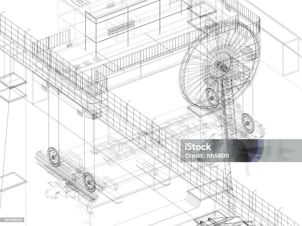 3 D Sketch план здания Gantry кран 4 - Стоковые фото План здания роялти-фри