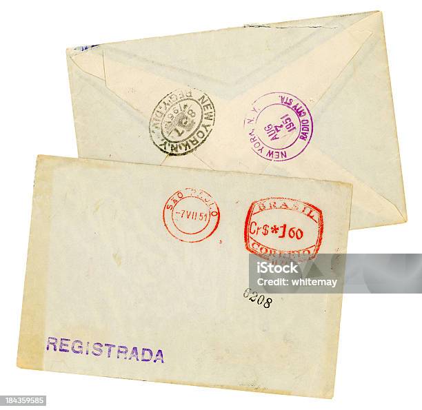Photo libre de droit de Deux Vieux Enveloppe Envoyé Du Brésil 1951 banque d'images et plus d'images libres de droit de 1950-1959 - 1950-1959, 1951, Affaires
