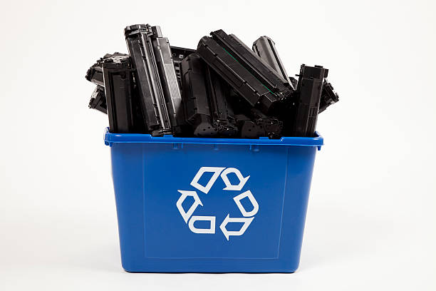 istock Recycling container full of toner cartridges 184359701