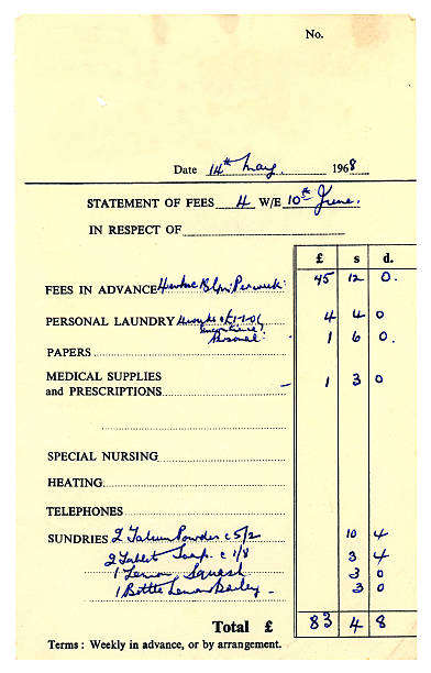 istock Bill listing nursing home fees for an old lady, 1968 184359958