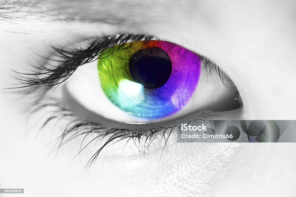 Espectro de colores que aparecen en el iris de ojo humano - Foto de stock de Rueda de colores libre de derechos