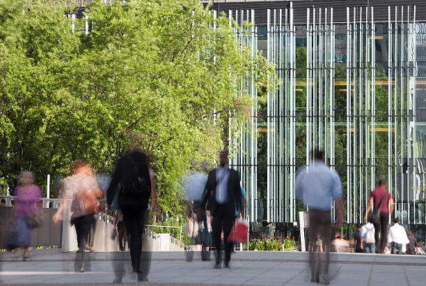 Crowd of Business Commuters in Financial District