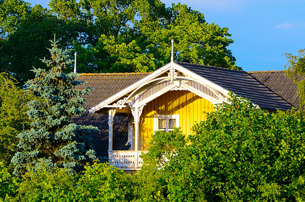 istock Traditional Swedish home at sunset 184360096