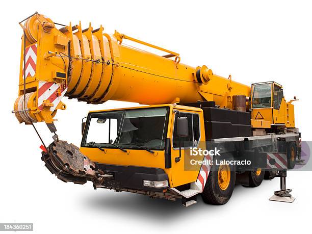 Guindaste Liebherr Mecânico - Fotografias de stock e mais imagens de Guindaste - Maquinaria de Construção - Guindaste - Maquinaria de Construção, Guindaste, Fundo Branco