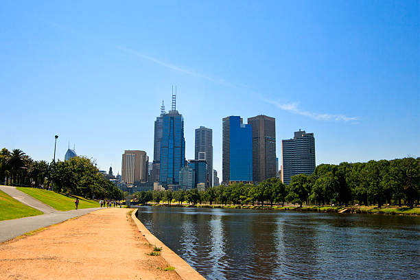istock Financial district buildings besides the Yarra River, Melbourne, Australia 184360845