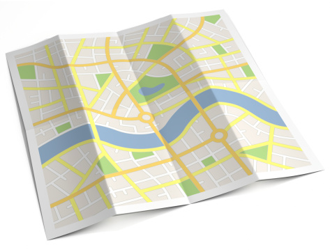 Unlabelled paper street map