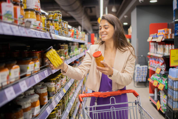 istock Young woman in a supermarket 1843617697