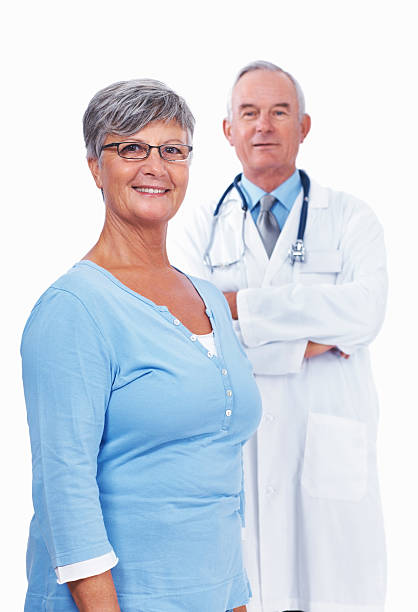 istock Confident senior doctor with woman 184361882