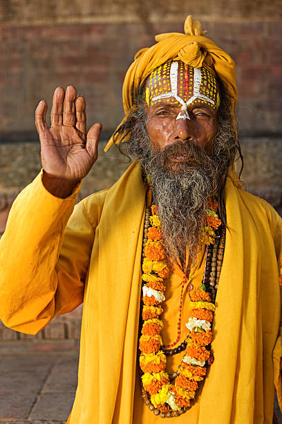 istock Sadhu - indian holyman sitting in the temple 184362021