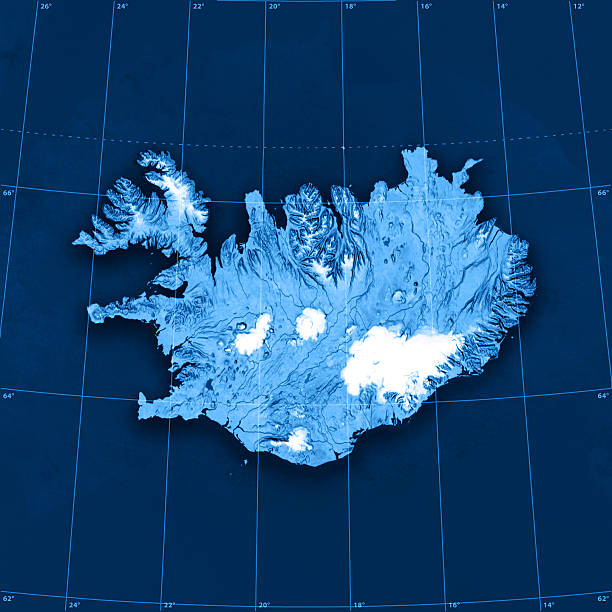 아이슬란드 topographic 맵 - hofsjokull 뉴스 사진 이미지