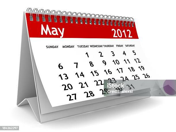 Mai 2012 Kalender Stockfoto und mehr Bilder von 2012 - 2012, Fotografie, Freisteller – Neutraler Hintergrund