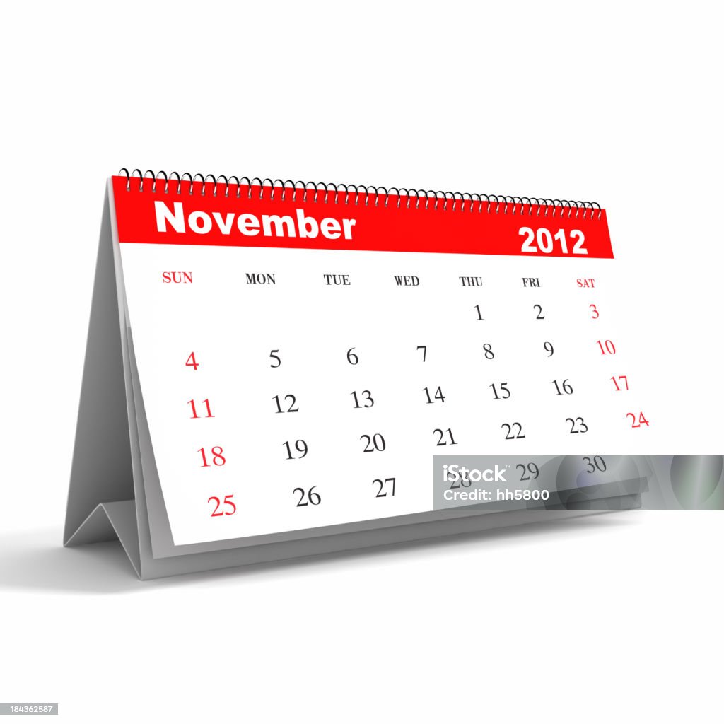 De noviembre de 2012-Serie calendario - Foto de stock de 2011 libre de derechos