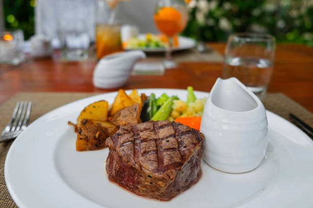istock Grilled Filet Mignon Steak With Mix Vegetables 1843626159