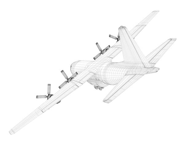 istock 3D Sketch architecture  Cargo Military Transport Airplane  Lockheed C-130 Hercules 184362639
