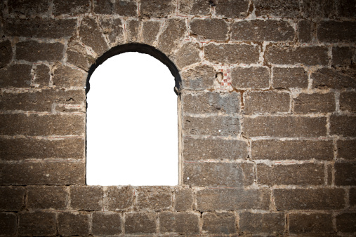Window in brick wall with clipping path XXXL