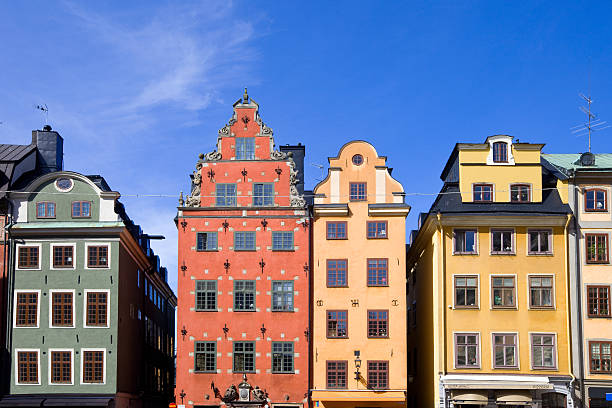 Stockholm Sweden Colorful Facades "Colorful Facades on Stortorget town square in old town Stockholm, Sweden." stortorget stock pictures, royalty-free photos & images