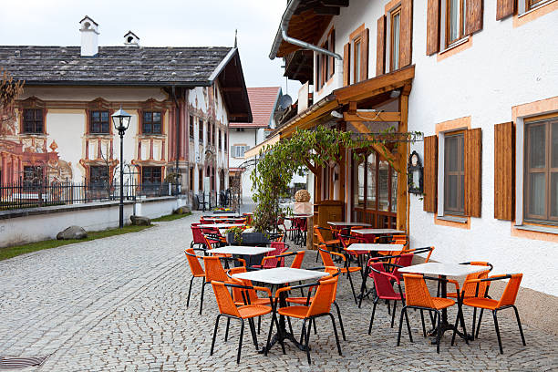 istock Restaurant tables in Oberammergau, Germany 184363624
