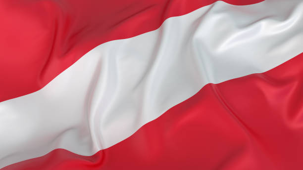 istock Close-up of red and white Austrian flag 184364311