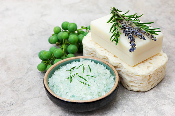 istock Organic soap and herbal bath salt 184364387