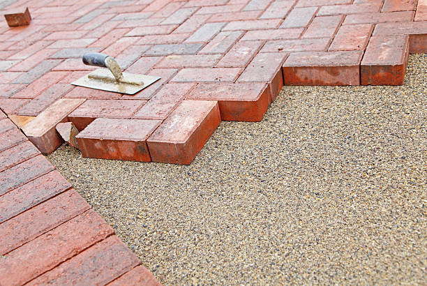 construção de blocos de pavimentação - driveway brick paving stone interlocked imagens e fotografias de stock