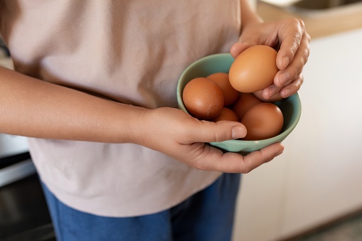 large chicken eggs in a bowl.