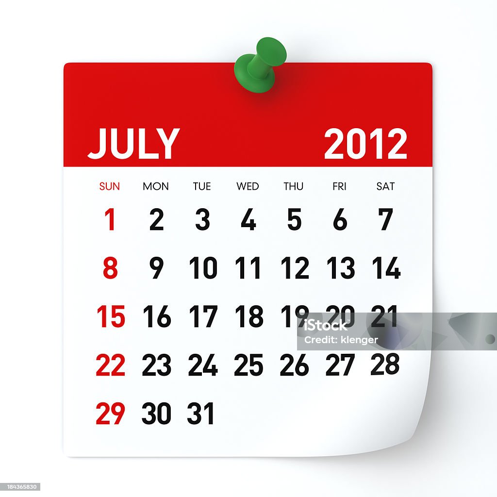 De julho de 2012-calendário - Foto de stock de 2012 royalty-free