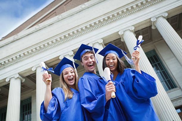 istock Happy Excited Highschool students Celebrating Graduation Hz 184366284