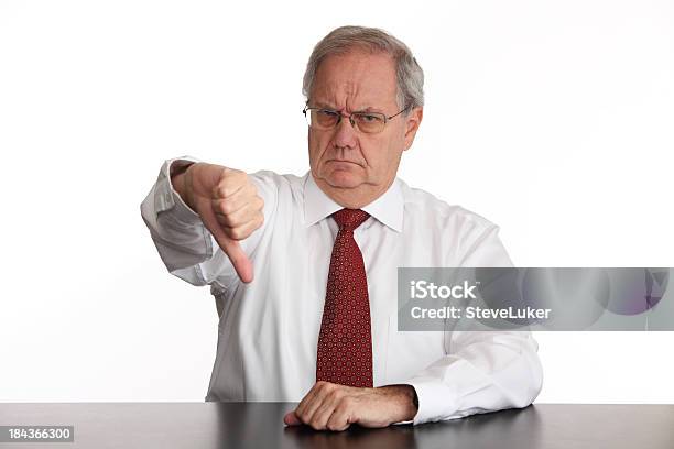 Thumbs Down Stock Photo - Download Image Now - Grumpy Old Man, Business, Corporate Business