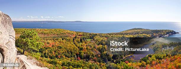 Beehive Autumn Colors And Sand Beach Panorama Acadia Stock Photo - Download Image Now