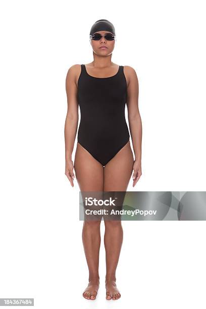 Portrait Of Young Female Swimmer Stock Photo - Download Image Now - Swimming, Black Color, Cut Out