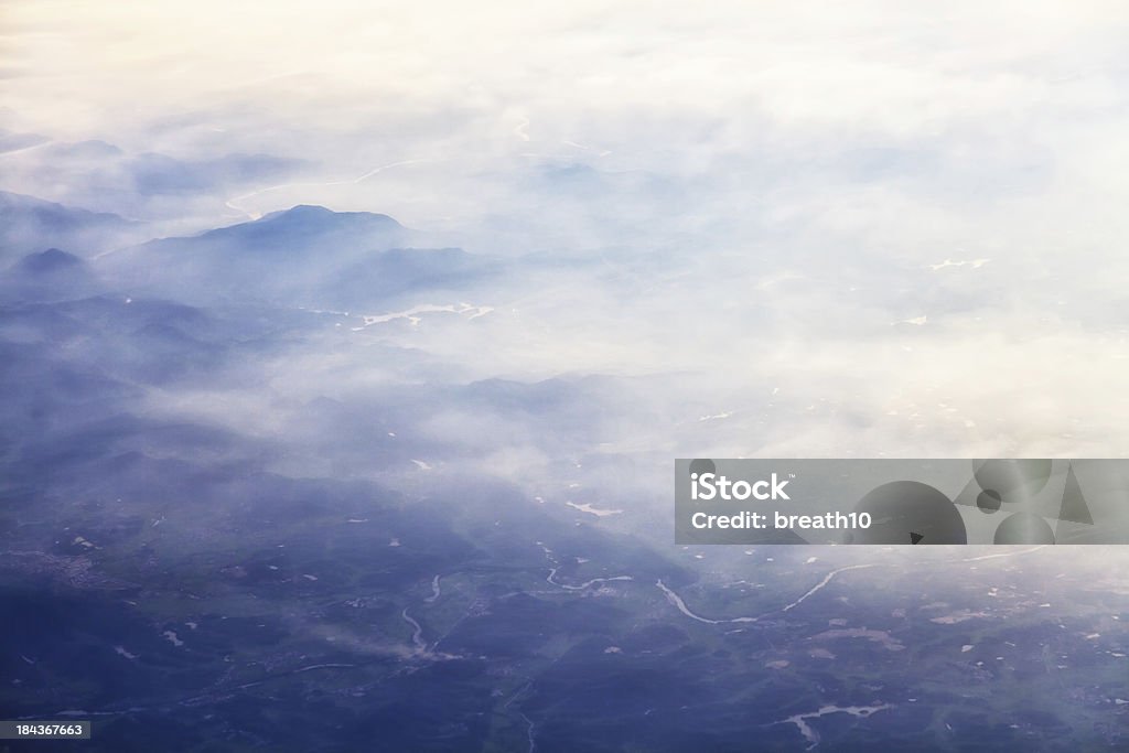 Landscape of Mountain. view from the airplane window Aerial View Stock Photo