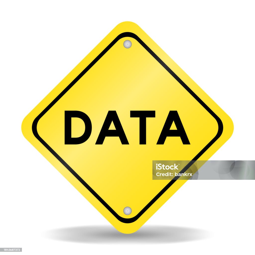Yellow Color Transportation Sign With Word Data On White Background ...