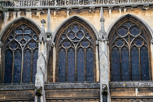 Close-up view of ancient architectures in Cambridge UK